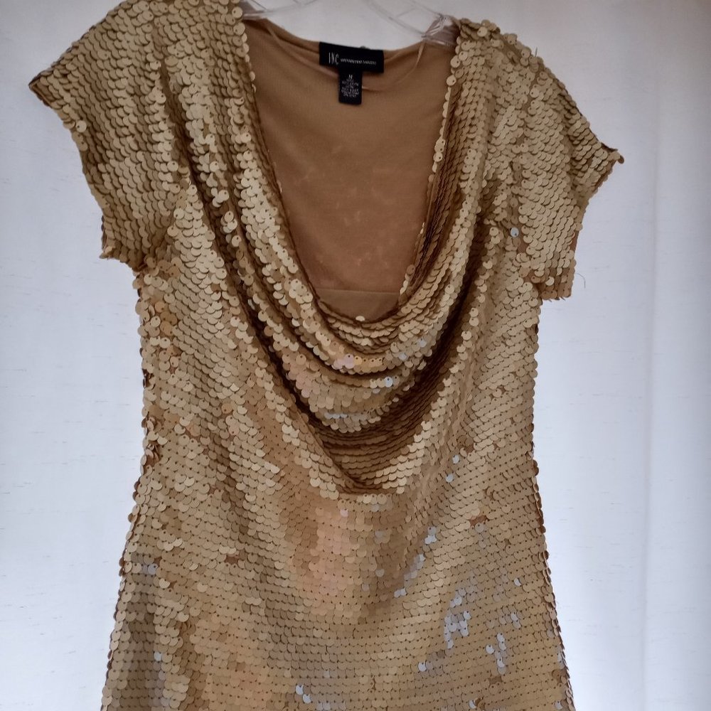 INC Gold sequin top, Front & Back